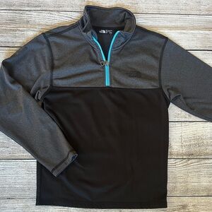 The North Face Boys Black Gray Blue Pullover 1/4 Quarter Zip Jacket Size M 10 12